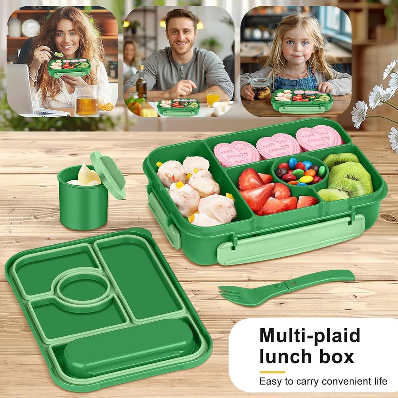 Amathley Bento Box Adult Lunch Box Kids,Lunch Containers for Adults/Kids/Toddler,5 Compartments Bento Lunch Box with Sauce Vontainers,Microwave & Dishwasher & Freezer Safe,BPA-Free (Emerald green) - Image 5